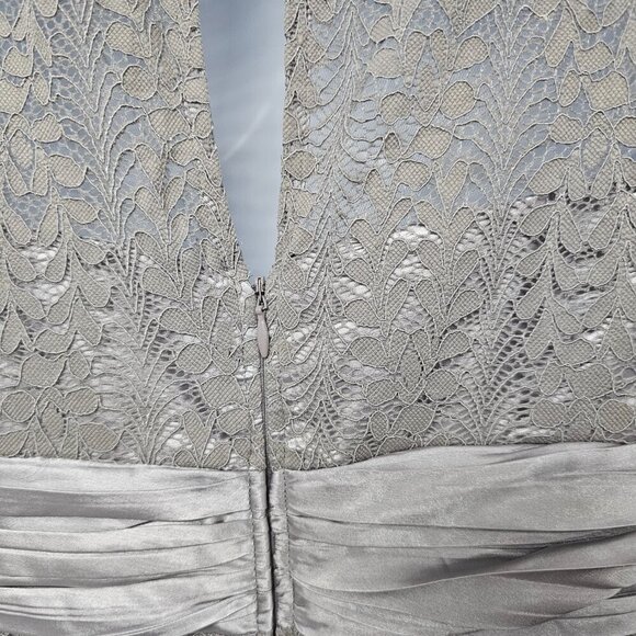 NWT Ever Pretty Dress Floral Lace Gray Satin Maxi Whimsigoth  12 - Picture 10 of 15